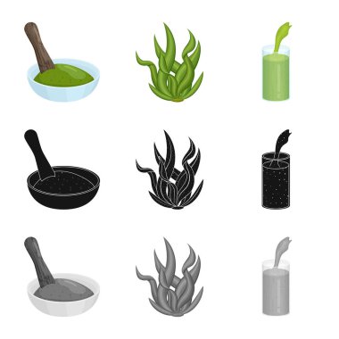 Protein ve deniz simge vektör tasarımı. Protein ve hisse senedi için doğal vektör simge kümesi.