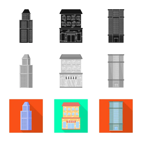 Isolierte Objekt der kommunalen und Zentrum-Logo. Set von kommunalen und nachlassbezogenen Vektor-Illustrationen. — Stockvektor
