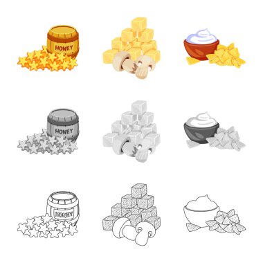 Tat ve daiç sembolü yalıtılmış nesne. Tat ve hisse senedi için organik vektör simge kümesi.