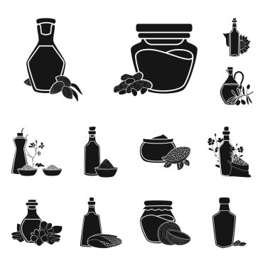 Petrol ve tarım logosu vektör illüstrasyon. Stok için yağ ve cam vektör simgesi koleksiyonu.