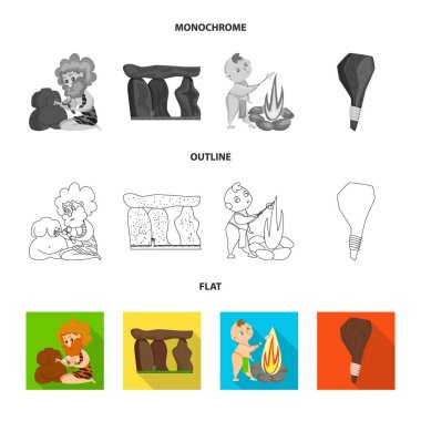 Evrim ve tarih öncesi simge vektör Illustration. Evrim ve geliştirme vektör simgesini hissenin topluluğu.