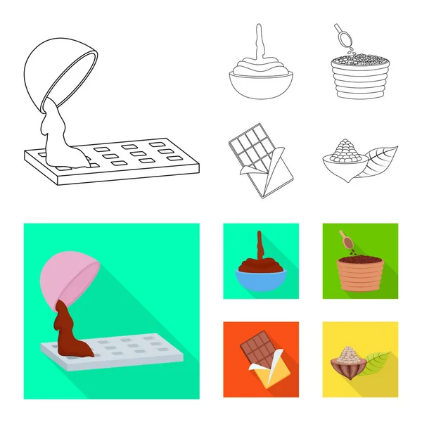 Geïsoleerde object van voedsel en lekker pictogram. Set van voedsel en bruin vector pictogram voor voorraad. — Stockvector