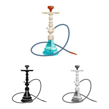 Nargile ve nargile logosu vektör tasarımı. Nargile ve aksesuar stok vektör illüstrasyon seti.