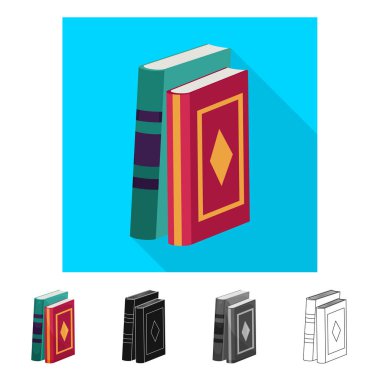 Kitap ve metin işareti vektör illüstrasyon. Kitap ve ansiklopedi stok vektör illüstrasyon seti.