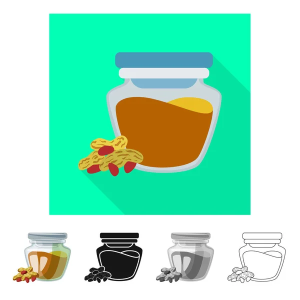 Illustrazione vettoriale del simbolo di arachidi e burro. Raccolta di illustrazione vettoriale di arachidi e calcio . — Vettoriale Stock