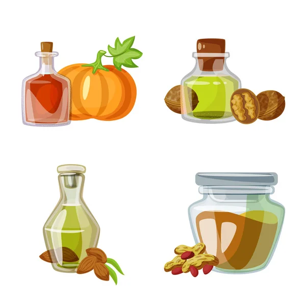 Illustrazione vettoriale di bottiglia e simbolo di vetro. Set di bottiglia e agricoltura stock simbolo per il web . — Vettoriale Stock