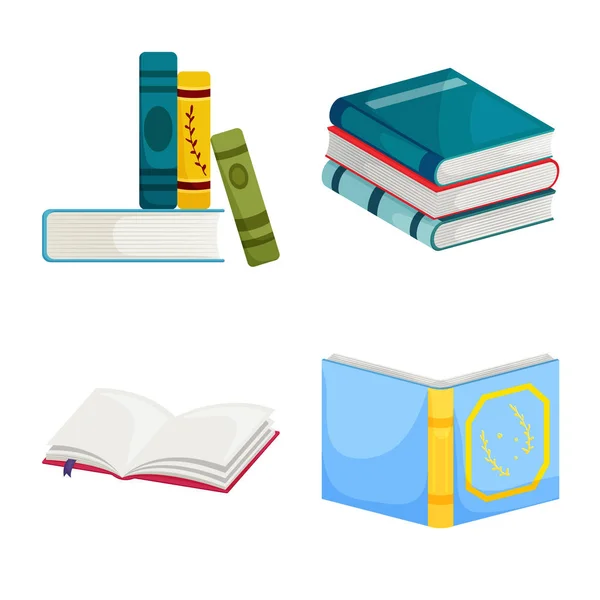 Vector illustratie van bibliotheek en boekwinkel teken. Collectie bibliotheek en literatuur voorraad symbool voor web. — Stockvector