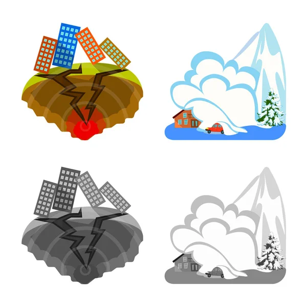 Ilustración vectorial del clima y símbolo de socorro. Colección de tiempo y accidente símbolo de stock para la web . — Vector de stock