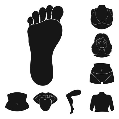 Vücut ve bölümü logo vektör tasarımı. Hisse senedi için vücut ve anatomi vektör simge kümesi.