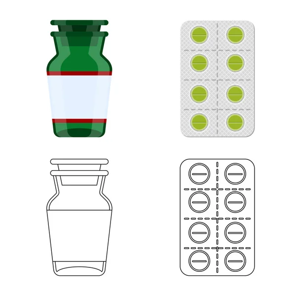 Illustrazione vettoriale del logo della vendita al dettaglio e dell'assistenza sanitaria. Set di icone vettoriali di vendita al dettaglio e benessere per magazzino . — Vettoriale Stock