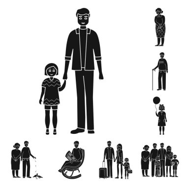 Yüz ve portre simgesinin vektör tasarımı. Hisse senedi için yüz ve kişi vektör simgesinin toplanması.