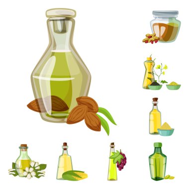 Şişe ve cam sembolü vektör tasarımı. Web için şişe ve tarım stok sembolü koleksiyonu.