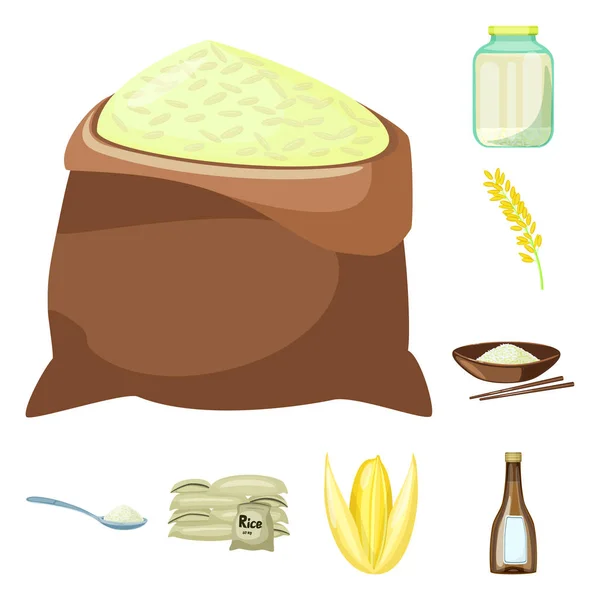 Illustration vectorielle de la nourriture et du signe biologique. Collecte d'illustration vectorielle des stocks alimentaires et agricoles . — Image vectorielle