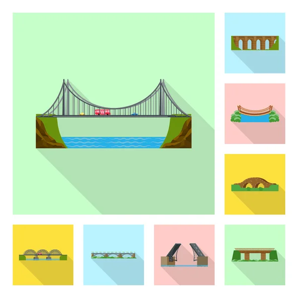 Objeto isolado de pontes e logotipo da ponte. Coleta de trabalhos de ponte e ilustração do vetor de estoque de referência . — Vetor de Stock