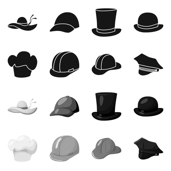 Objet isolé de vêtements et chapeau logo. Collection de vêtements et icône vectorielle béret pour stock . — Image vectorielle