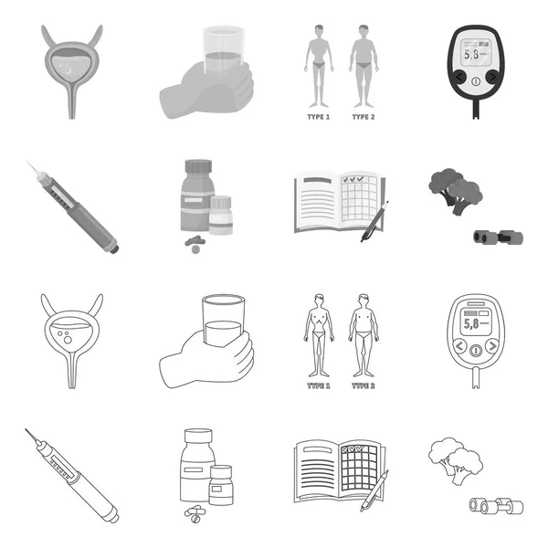 Diseño vectorial del logotipo de la dieta y el tratamiento. Conjunto de dieta y medicina símbolo de stock para web . — Vector de stock