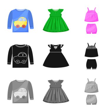 Moda ve giysi logo vektör tasarımı. Moda ve pamuk stok vektör çizim seti.