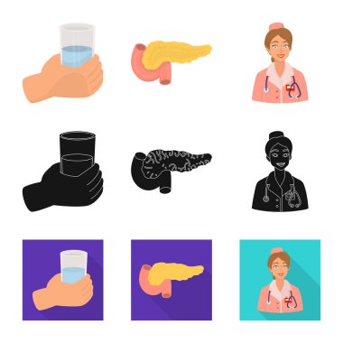 Diyet ve tedavi logo vektör Illustration. Diyet ve ilaç hisse senedi vektör çizim seti.