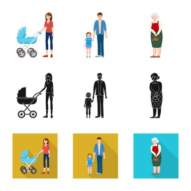 Karakter ve avatar işareti vektör tasarımı. Hisse senedi için karakter ve portre vektör simge kümesi.