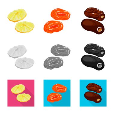 Gıda ve ham simge vektör tasarımı. Gıda ve doğa hisse senedi vektör çizim seti.