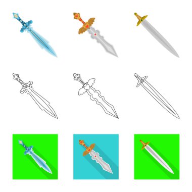 Oyun ve zırh sembolü yalıtılmış nesne. Oyun ve bıçak hisse senedi vektör çizim seti.