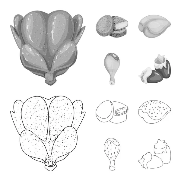 Vektorillustration von Produkt und Geflügelsymbol. Set von Produkt- und Landwirtschaftsvektorillustrationen. — Stockvektor