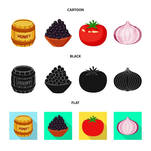 맛과 제품 로고의 벡터 디자인입니다. 맛과 주식에 대 한 요리 벡터 아이콘의 컬렉션. — 스톡 벡터
