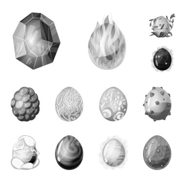 Canavar ve fantezi simgesi yalıtılmış nesne. Canavar ve büyük hisse senedi vektör çizim koleksiyonu.