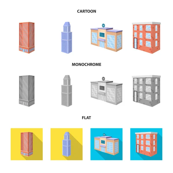 Objeto aislado de construcción e icono del edificio. Colección de construcción y vector inmobiliario icono para stock . — Vector de stock