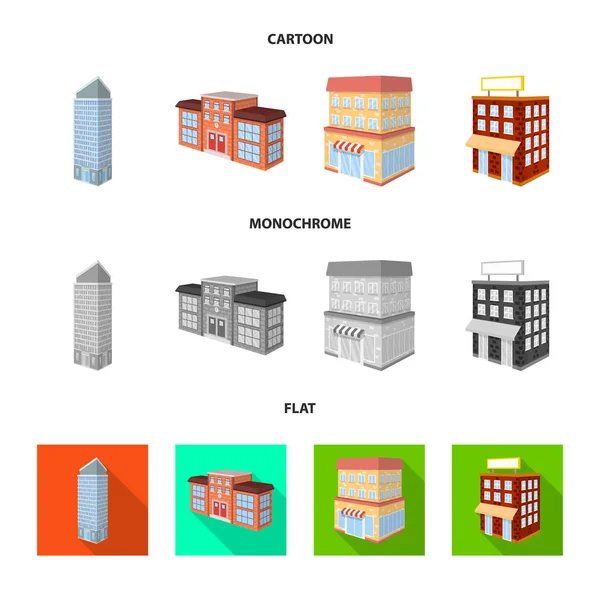 Εικονογράφηση διάνυσμα οικοδομικής και Πολεοδομίας εικονίδιο. Σύνολο των κατασκευών και ακινήτων εικονίδιο του φορέα για το απόθεμα. — Διανυσματικό Αρχείο
