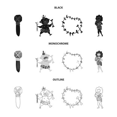 Evrim ve tarih öncesi simge vektör Illustration. Web için evrim ve geliştirme hisse senedi simgesi kümesi.