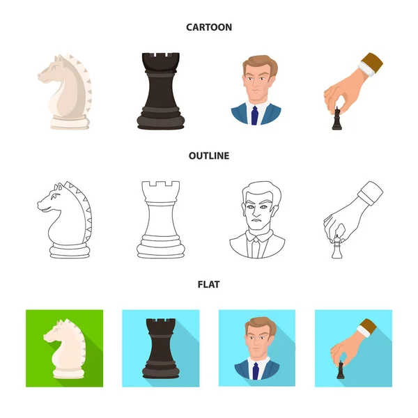 Vector design sakk-matt és a vékony logó. Sakk-matt és cél vektor ikon készlet gyűjteménye. — Stock Vector