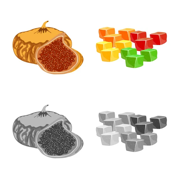 Ilustração vetorial de comida e símbolo cru. Conjunto de ícone de vetor de comida e natureza para estoque . —  Vetores de Stock