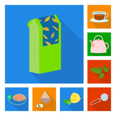 Ürün ve organik simgevektör illüstrasyon. Stok için ürün ve çiçek vektör simgesi nin toplanması.