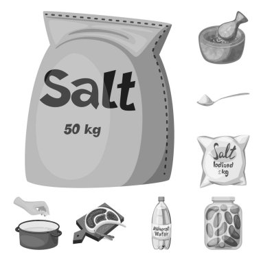 Tuz ve gıda simge vektör Illustration. Web için tuz ve mineral hisse senedi simgesi kümesi.
