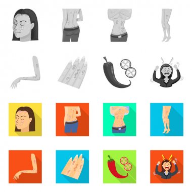 Vektör tasarımı tıbbi ve ağrı simgesi. Hisse senedi için hastalık vektör simge ve tıp kümesi.