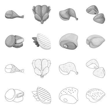 Ürün ve kümes hayvanları simge vektör Illustration. Hisse senedi için ürün ve tarım vektör simge topluluğu.