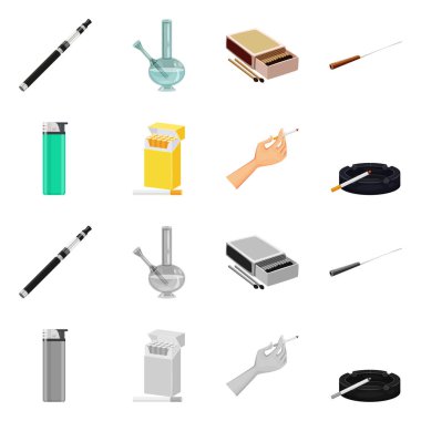 Çöp illüstrasyon vektör ve logo durdurmak. Web için çöp ve alışkanlık hisse senedi simgesi kümesi.