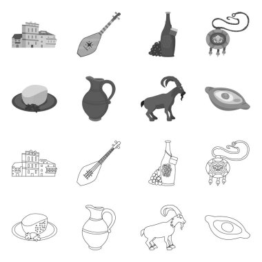 Yalıtılmış nesne kültür ve gezi sembolü. Hisse senedi için kültür ve özgünlük vektör simge topluluğu.