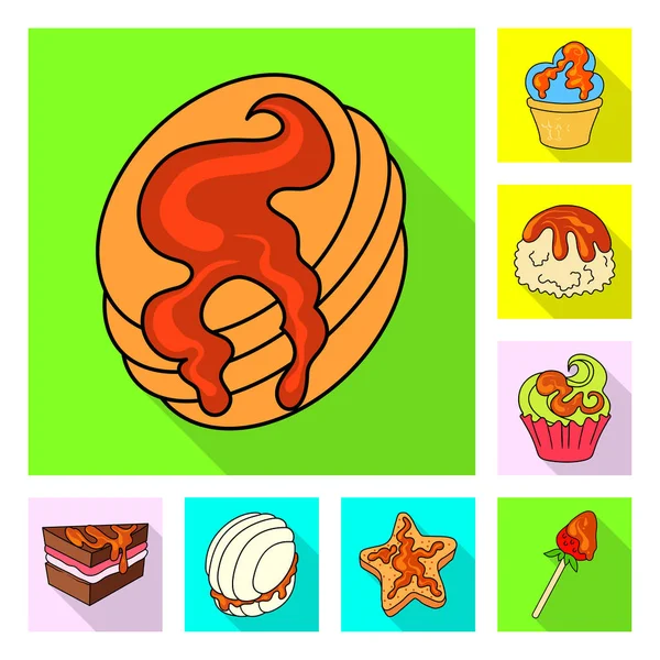 Ilustração vetorial de confeitaria e ícone culinário. Coleção de doces e símbolo de estoque colorido de web . — Vetor de Stock