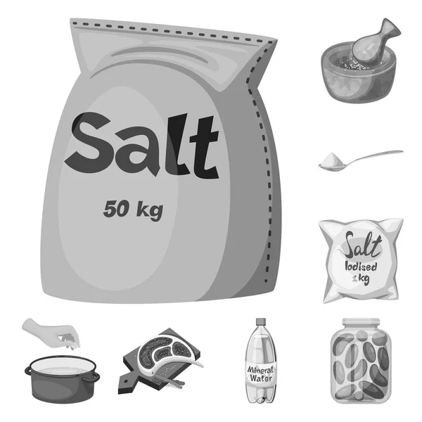 Vector illustration of salt  and food symbol. Set of salt  and mineral  stock symbol for web. — Stock Vector