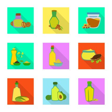 Şişe ve cam işareti vektör tasarımı. Stok için şişe ve tarım vektör simgesi kümesi.