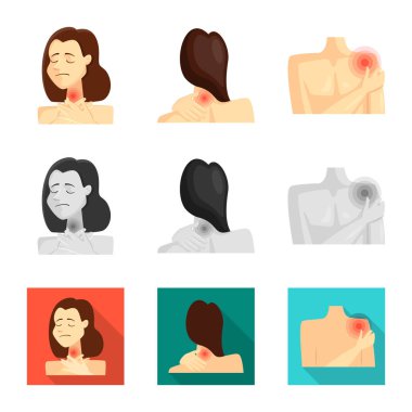 Hastane ve işaret işleme vektör tasarımı. Hisse senedi için hastane ve yardım vektör simge topluluğu.