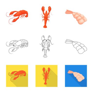 Meze ve okyanus logo vektör Illustration. Meze ve incelik hisse senedi vektör çizim seti.