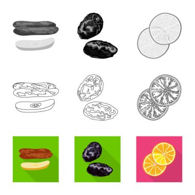 Gıda ve ham simge vektör tasarımı. Gıda ve doğa hisse senedi vektör çizim topluluğu.