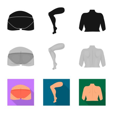 Vücut ve bölümü simge vektör tasarımı. Vücut ve anatomi hisse senedi vektör çizim topluluğu.