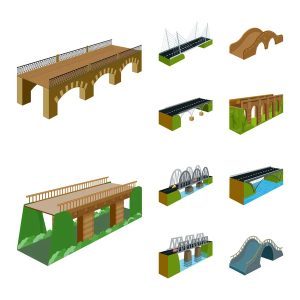 Ilustração vetorial de ponte e ícone de arquitetura. Conjunto de bridgework e símbolo de estoque de estrutura para web . —  Vetores de Stock