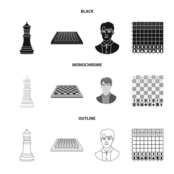 Vector ontwerp van schaakmat en dunne logo. Collectie van schaakmat en doel aandelensymbool voor web. — Stockvector