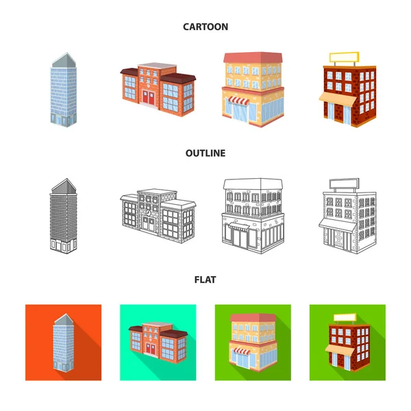 Vektor-Design der Konstruktion und Gebäude-Symbol. Sammlung von Bau- und Immobilienaktienzeichen für das Web. — Stockvektor