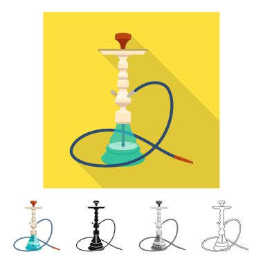 Nargile ve nargile işareti izole nesne. Web için nargile ve aksesuar stok sembolü seti.